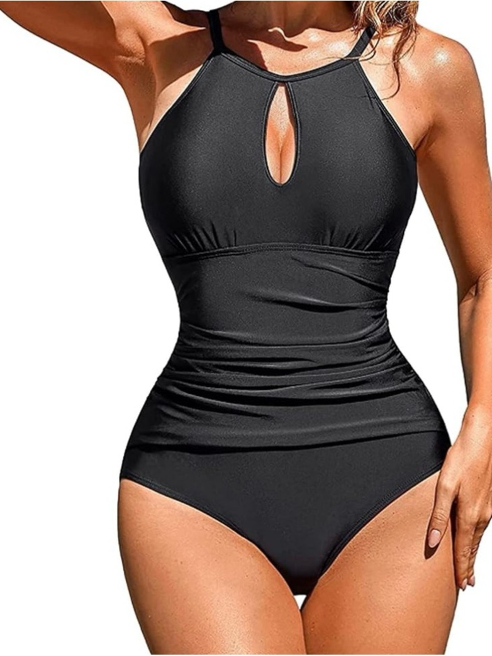 Ellen Tracy Black Keyhole One-Piece Swimwear